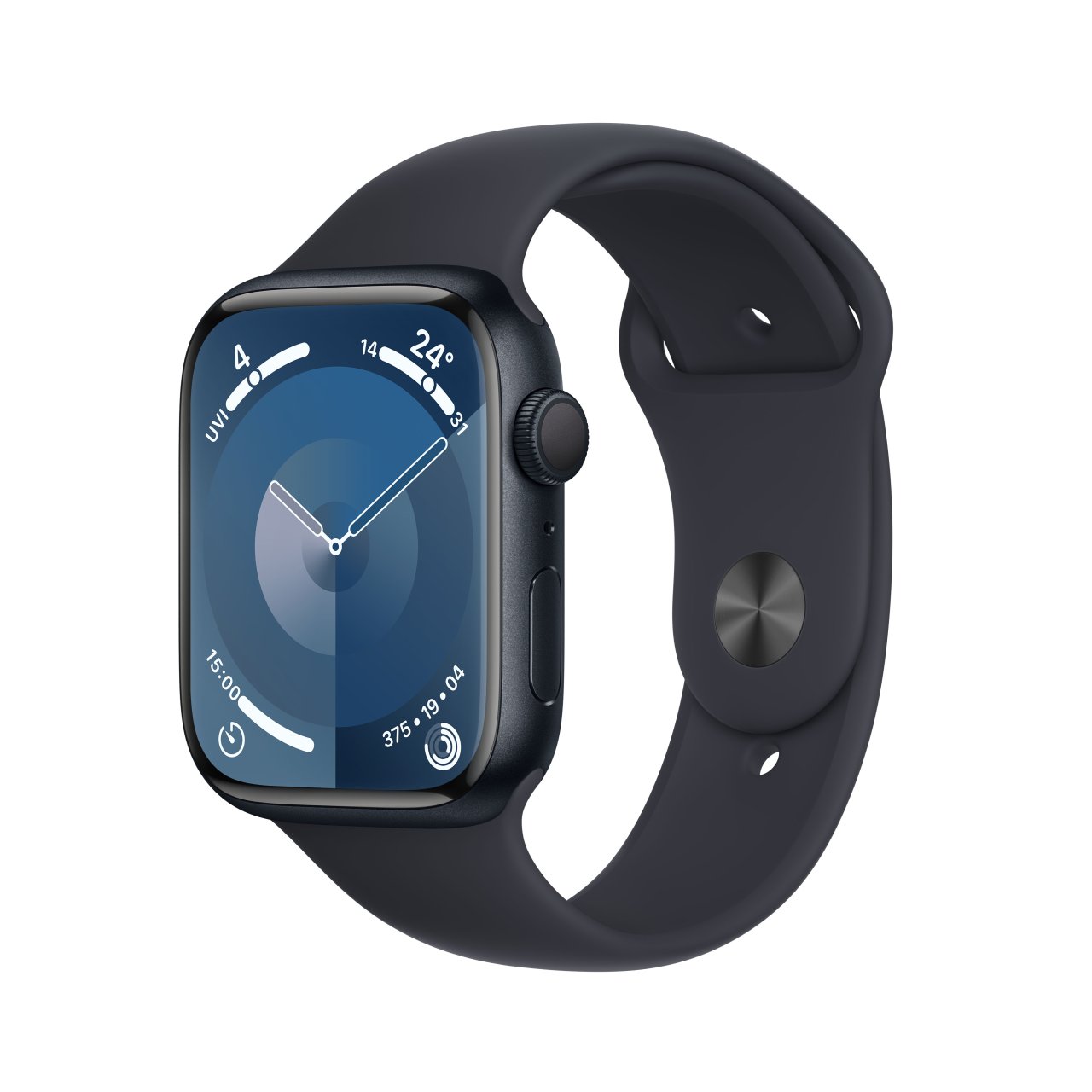 Apple Watch Series 9 Aluminium Mitternacht Mitternacht 45 mm S/M (130-180 mm Umfang) Mitternacht GPS