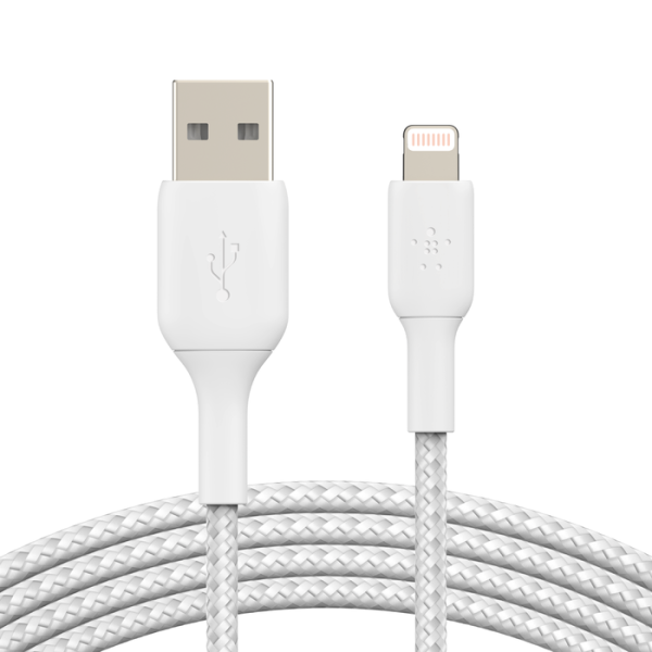 Belkin USB-A auf Lightning Kabel, geflochten, 1m, Weiß