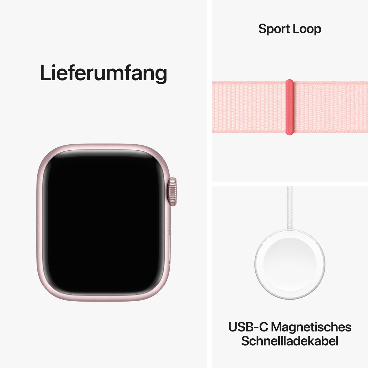 Apple Watch Series 9 Aluminium Rosé Rosé 41 mm One Size (130-200 mm Umfang) Hellrosa GPS + Cellular
