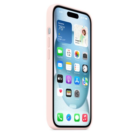Apple iPhone 15 Silikon Case mit MagSafe, Hellrosa