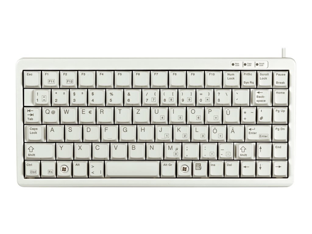 Cherry Kompakt-Tastatur Grau Deutsch Kabelgebunden