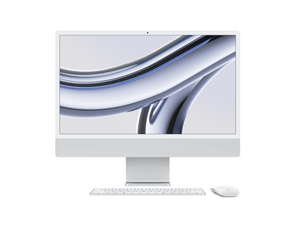Apple iMac 24" (2023) Silber M3 Chip mit 8-Core CPU, 10-Core GPU und 16-Core Neutral Engine 24" 256 GB Magic Keyboard mi