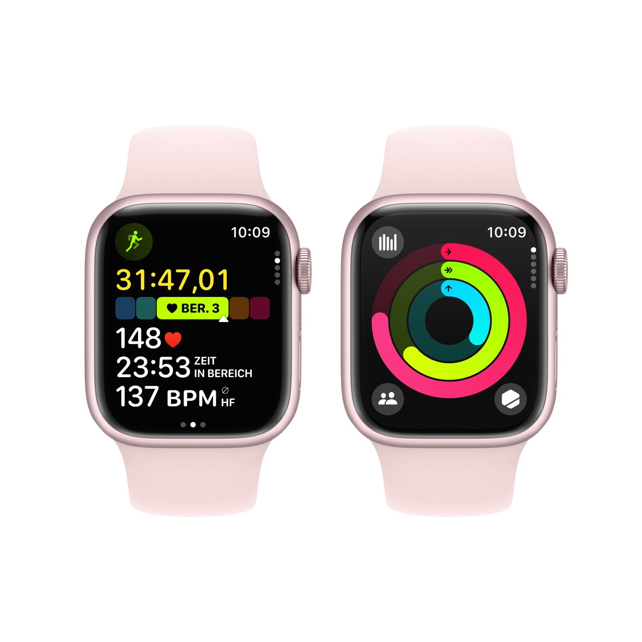 Apple Watch Series 9 Aluminium Rosé Rosé 41 mm M/L (150-200 mm Umfang) Hellrosa GPS + Cellular
