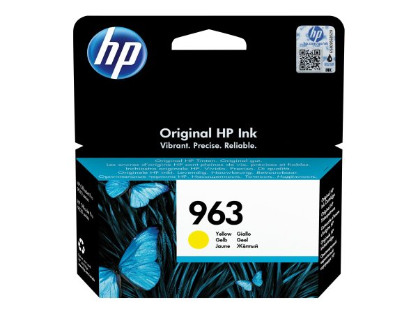 HP 963, 10,7ml, Tintenpatrone für HP OfficeJet 9012, OfficeJet Pro 90XX, Gelb