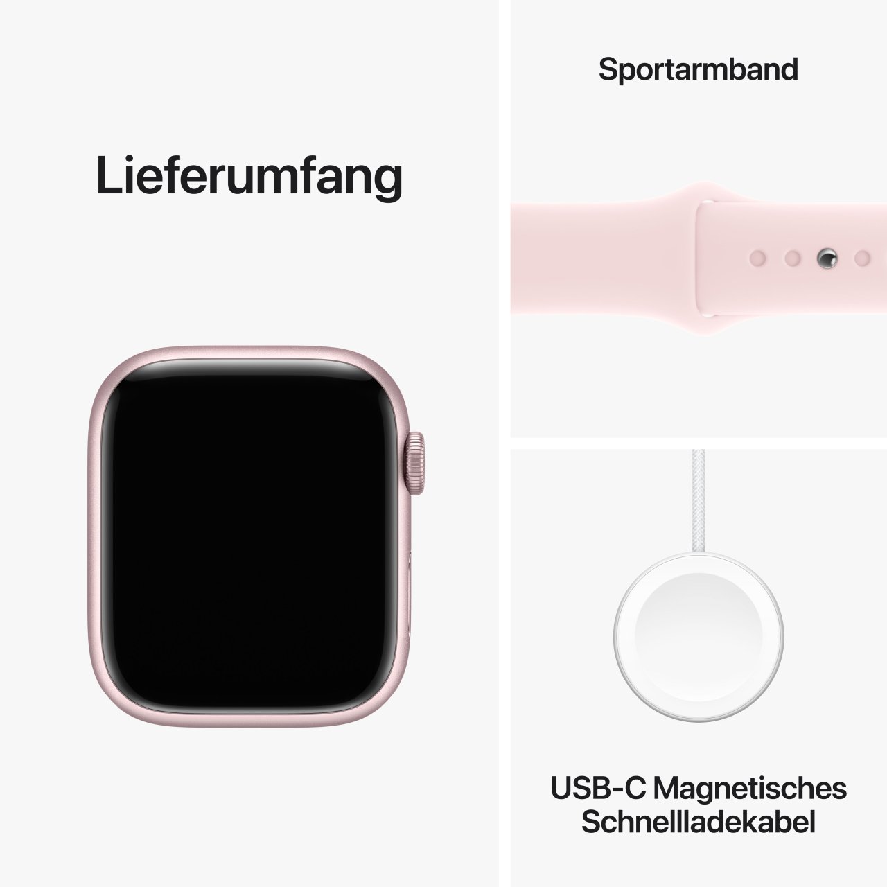 Apple Watch Series 9 Aluminium Rosé Rosé 45 mm M/L (150-200 mm Umfang) Hellrosa GPS