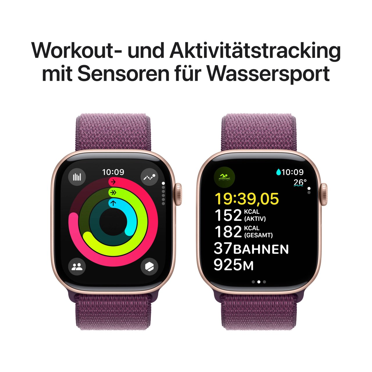 Apple Watch Series 10 Aluminium Roségold Roségold 46mm Pflaume GPS