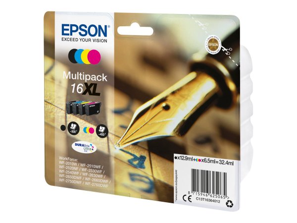 Epson DURAbrite 16XL Multipack, Tintenpatronen für Epson Workforce WF-2010, 2510, 2520, 2530, 2540, 