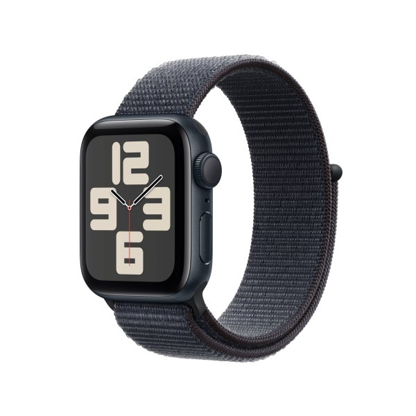 Apple Watch SE, GPS, 40mm Aluminuimgehäuse Mitternacht, Sport Loop Armband Tinte