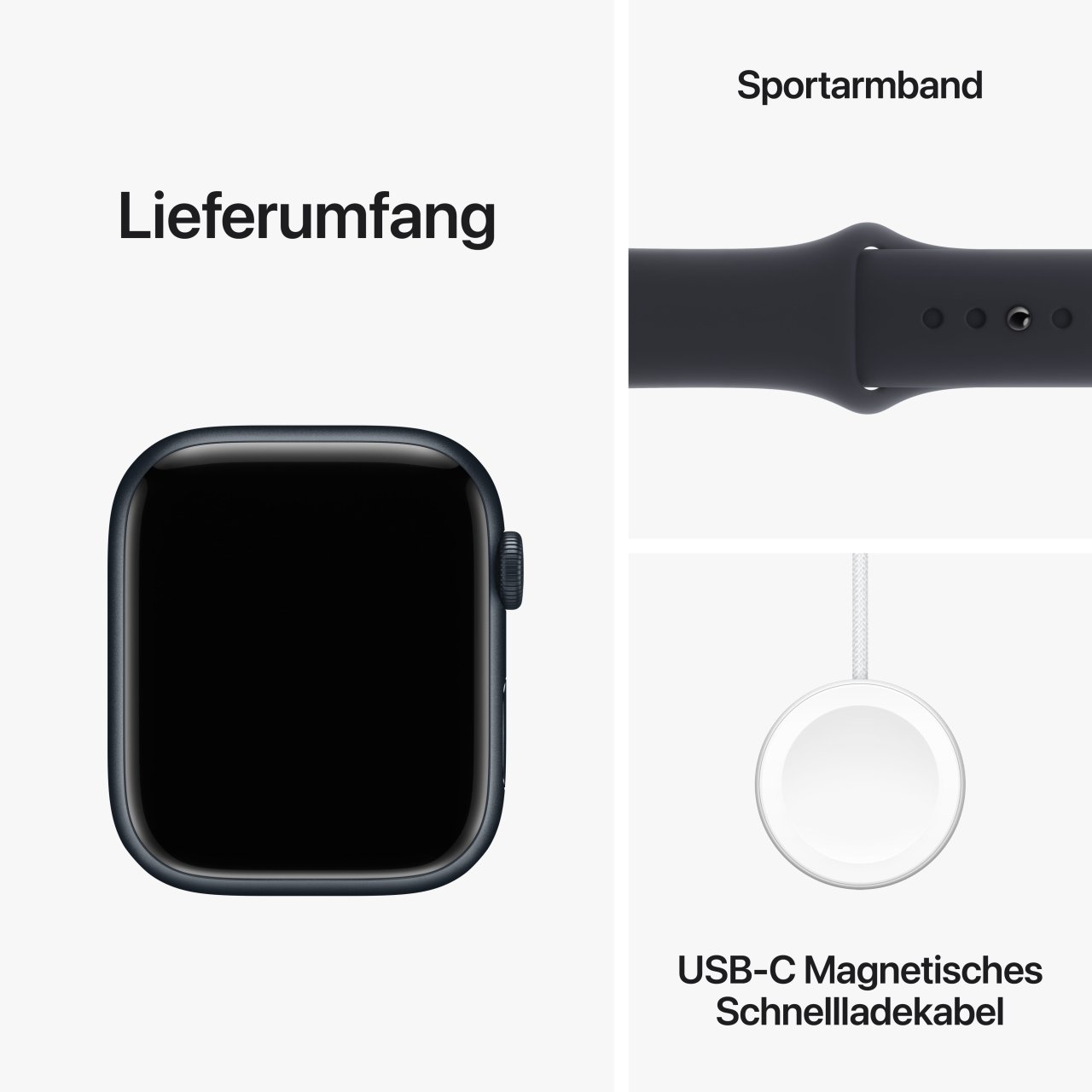 Apple Watch Series 9 Aluminium Mitternacht Mitternacht 45 mm M/L (150-200 mm Umfang) Mitternacht GPS + Cellular