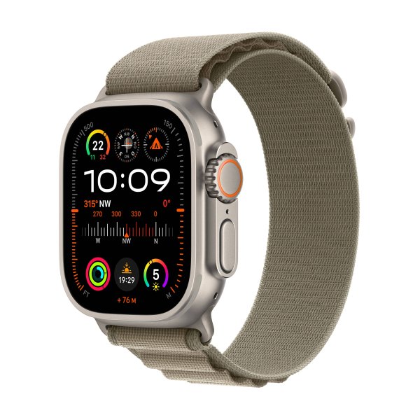 Apple Watch Ultra2 GPS + Cellular, 49mm Titangehäuse, Alpine Loop Oliv, Small (130-160 mm Umfang)