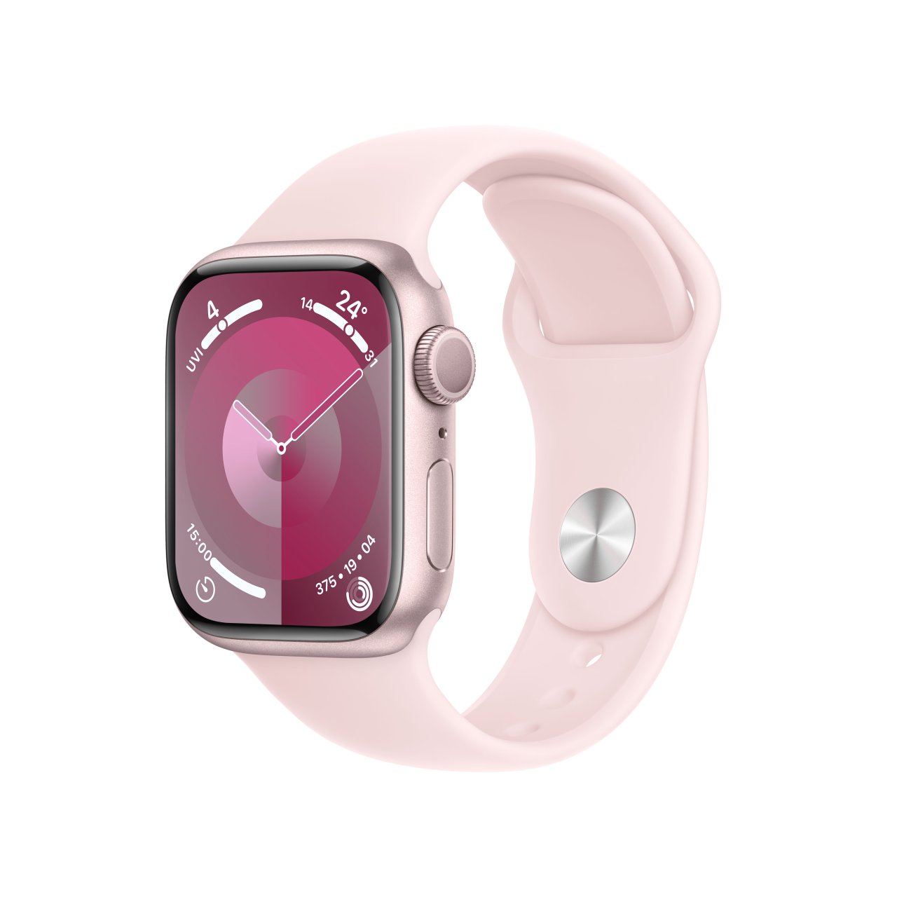 Apple Watch Series 9 Aluminium Rosé Rosé 41 mm M/L (150-200 mm Umfang) Hellrosa GPS