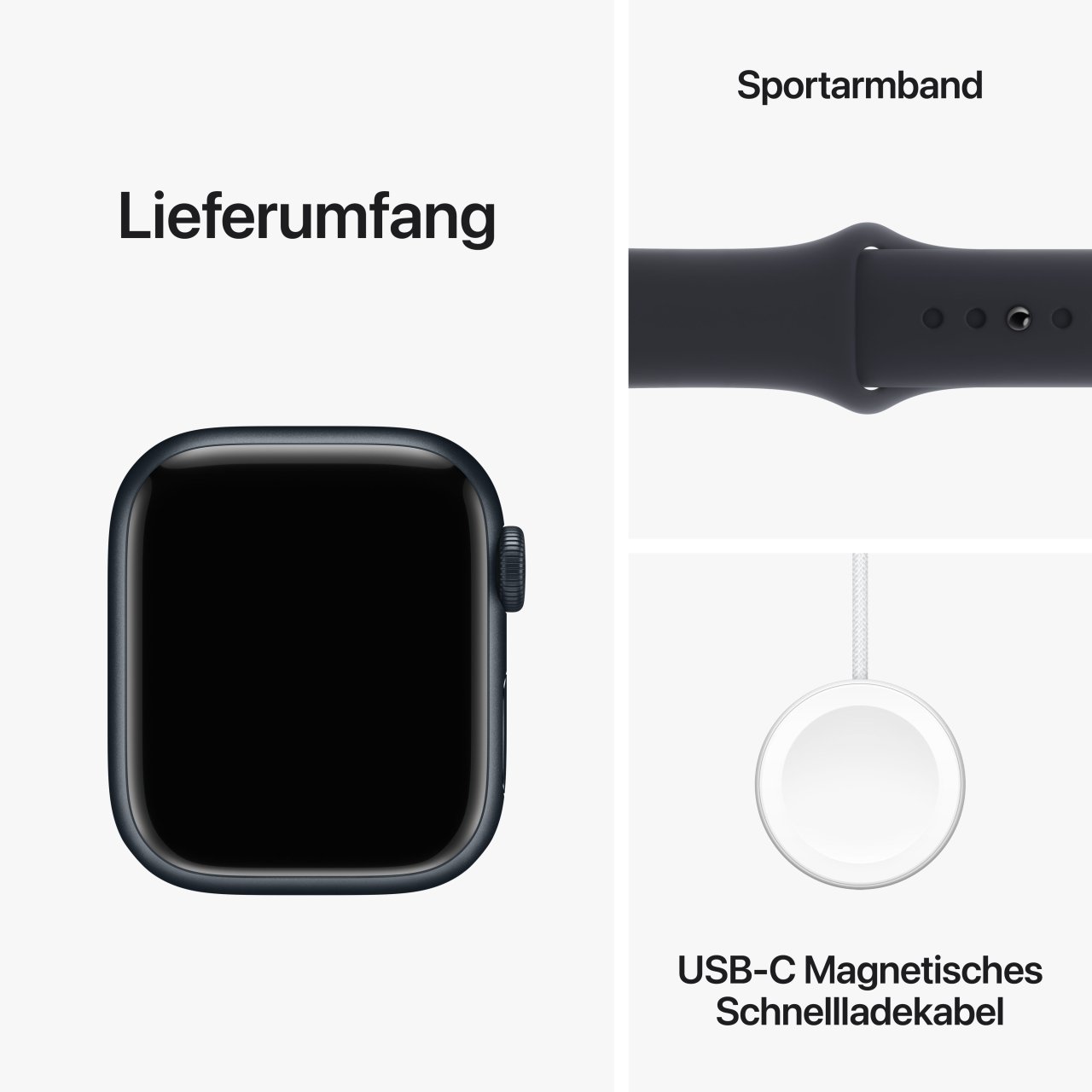 Apple Watch Series 9 Aluminium Mitternacht Mitternacht 41 mm M/L (150-200 mm Umfang) Mitternacht GPS + Cellular