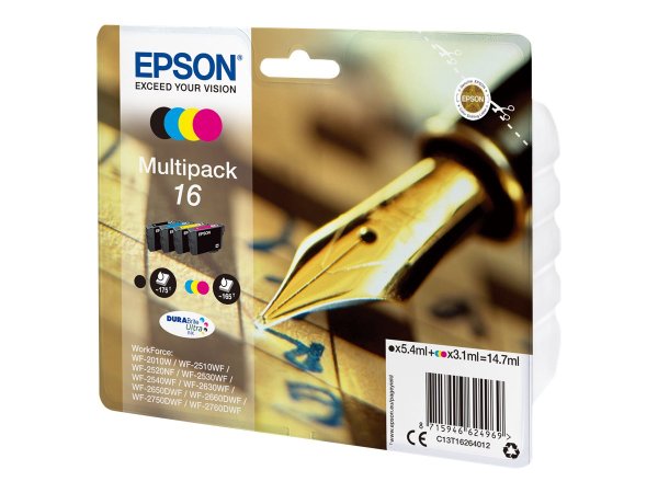Epson DURAbrite 16 Multipack, Tintenpatronen für Epson Workforce WF-2010, 2510, 2520, 2530, 2540, 26