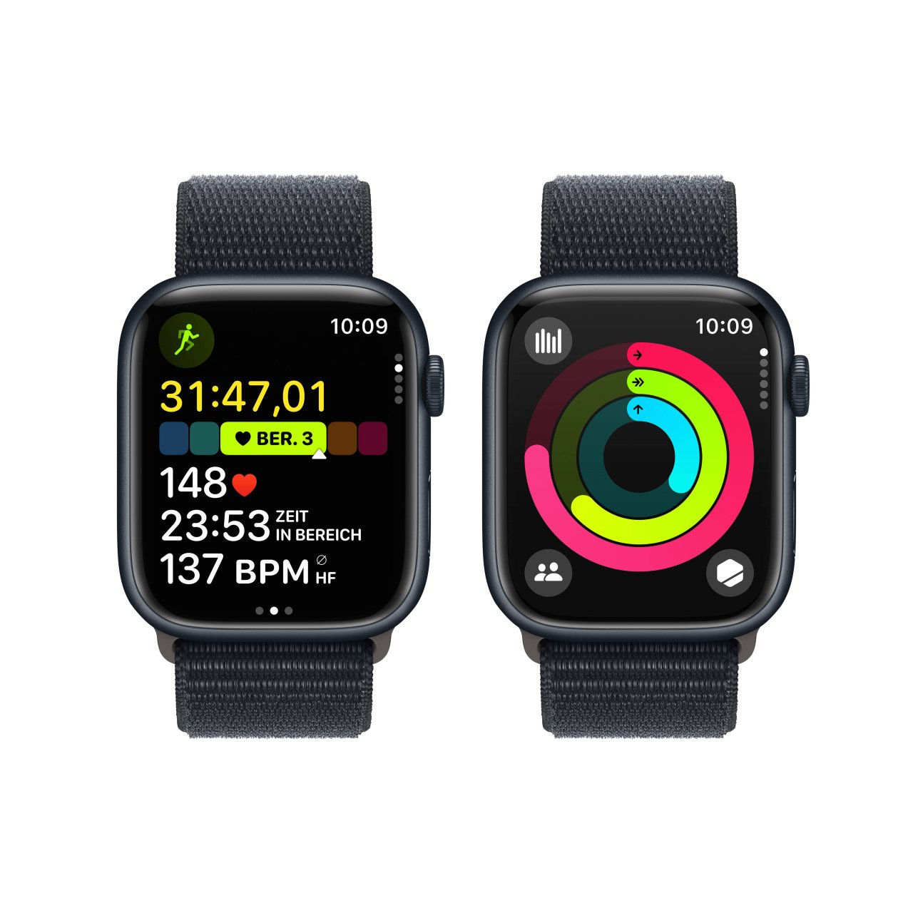 Apple Watch Series 9 Aluminium Mitternacht Mitternacht 45 mm One Size (145-200 mm Umfang) Mitternacht GPS