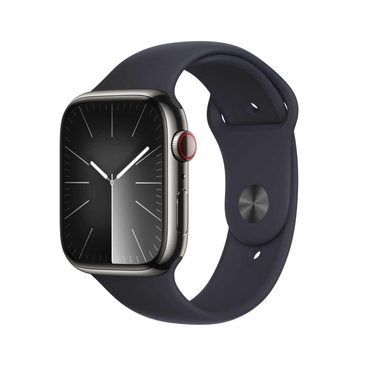 Apple Watch Series 9 Edelstahl Graphit Graphit 45 mm M/L (150-200 mm Umfang) Mitternacht GPS + Cellular