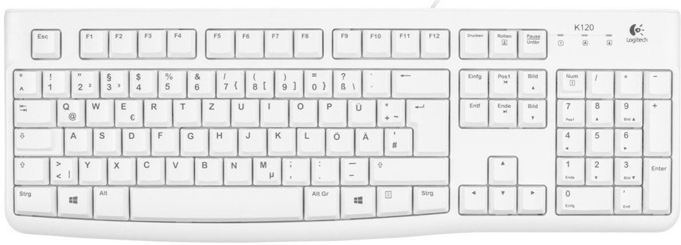 Logitech K120 Tastatur Weiß Deutsch Kabelgebunden
