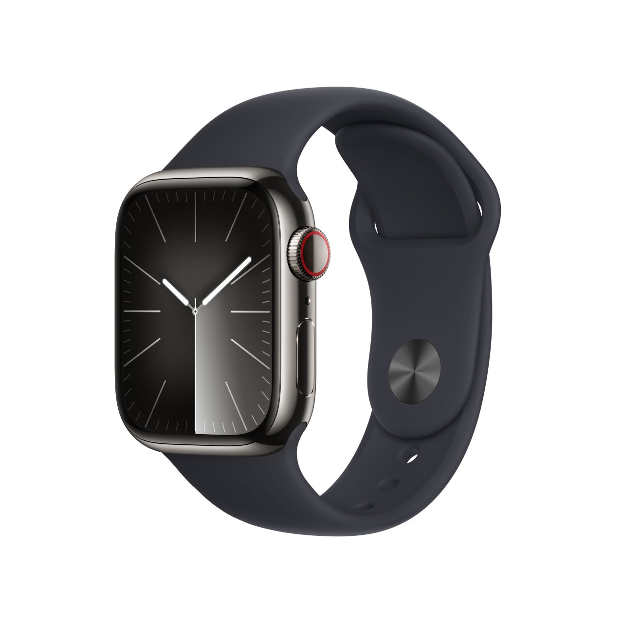 Apple Watch Series 9 Edelstahl Graphit Graphit 41 mm M/L (150-200 mm Umfang) Mitternacht GPS + Cellular