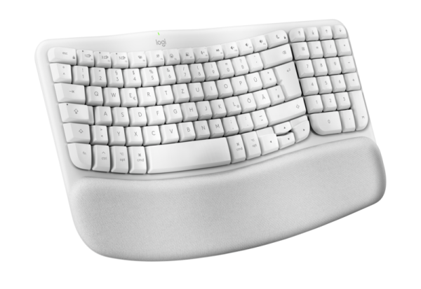 Logitech Wave Keys, Wireless ergonomische Tastatur, Deutsch, Cremeweiß